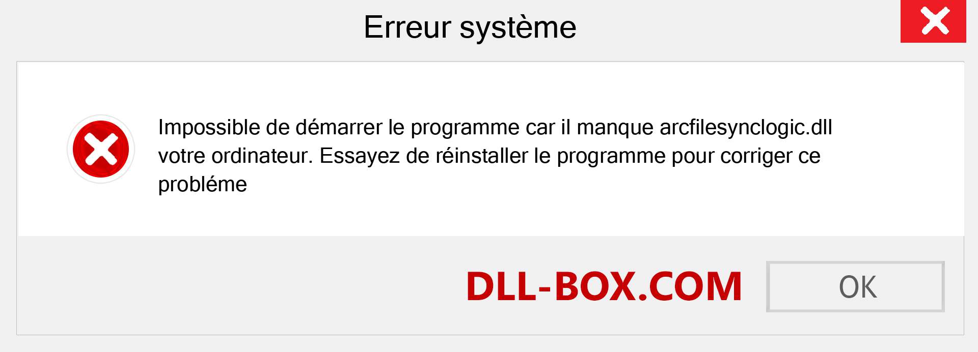 Le fichier arcfilesynclogic.dll est manquant ?. Télécharger pour Windows 7, 8, 10 - Correction de l'erreur manquante arcfilesynclogic dll sur Windows, photos, images